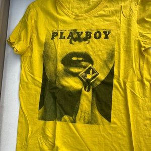 short sleeve yellow playboy shirt